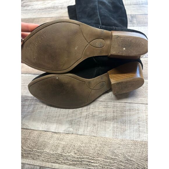 Style & Co Izalea Black Suede Leather Block Heel Wide Calf Tall Boots Size 9.5 - Picture 5 of 7